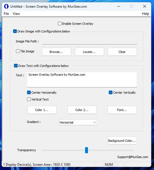 Screenshot of Screen Overlay Software captured on Windows 11 Computer.